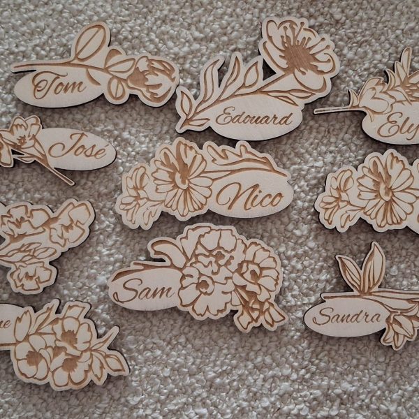 Lot de marque place personnalisé au prénom de vos invités, accompagne notre décoration de table de mariage