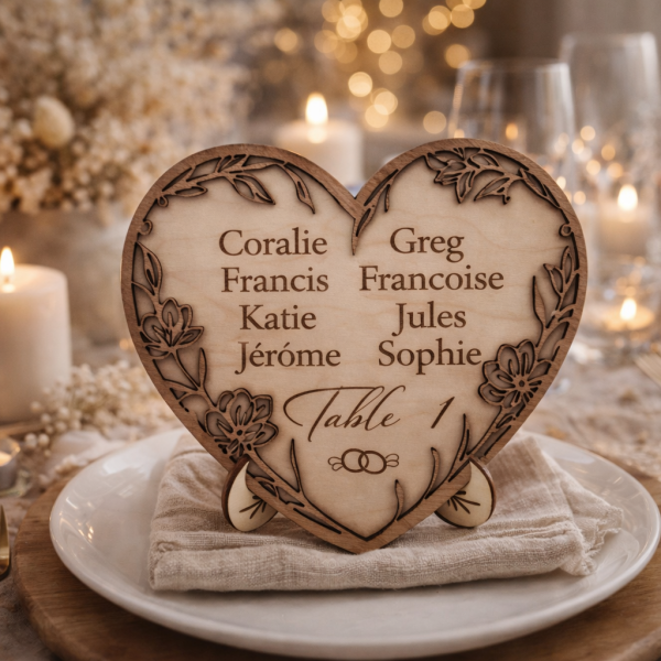 table mariage personnalisé avec prénoms des invités