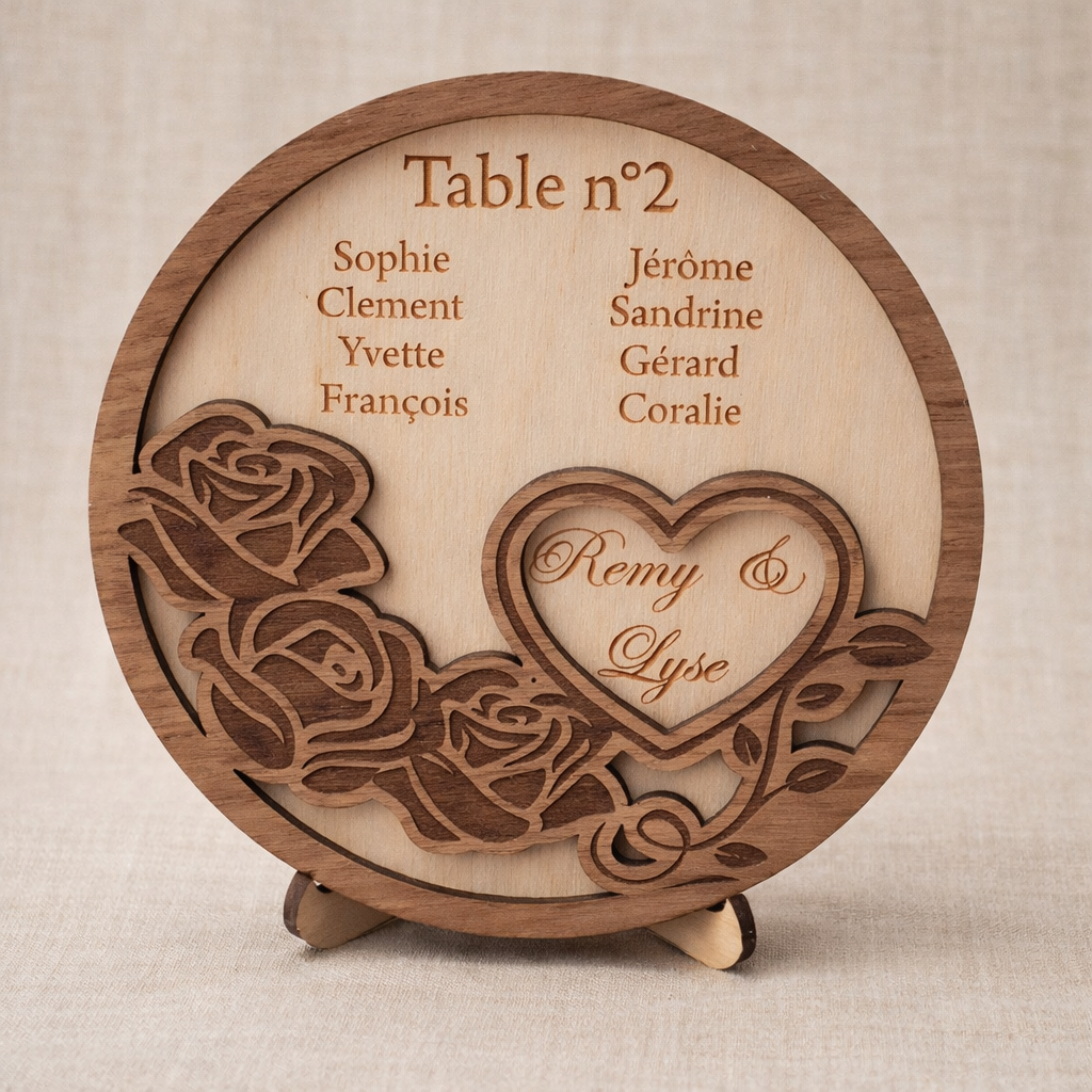 signalétique table mariage en bois naturel