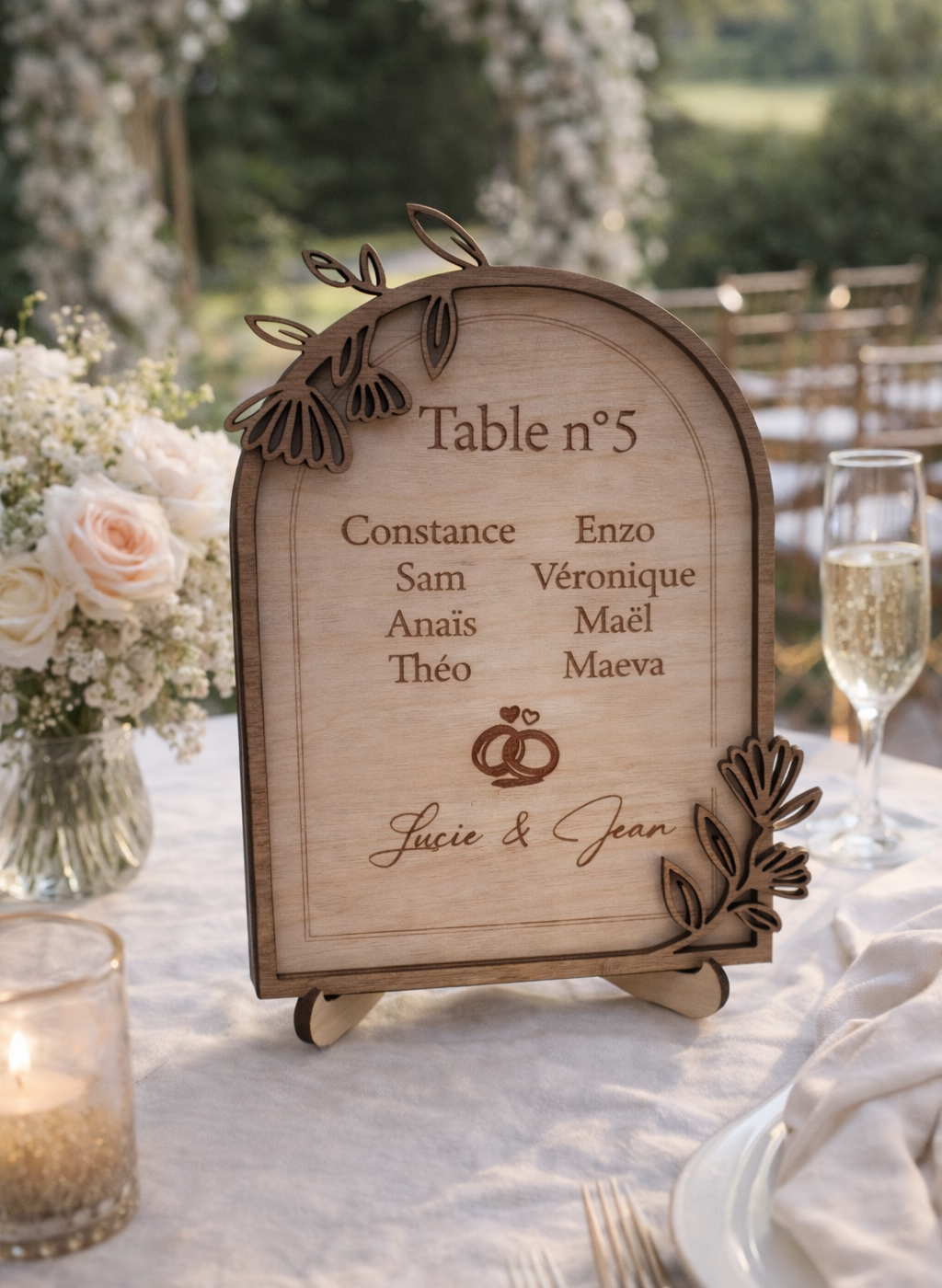 décoration mariage raffinée avec détails en bois