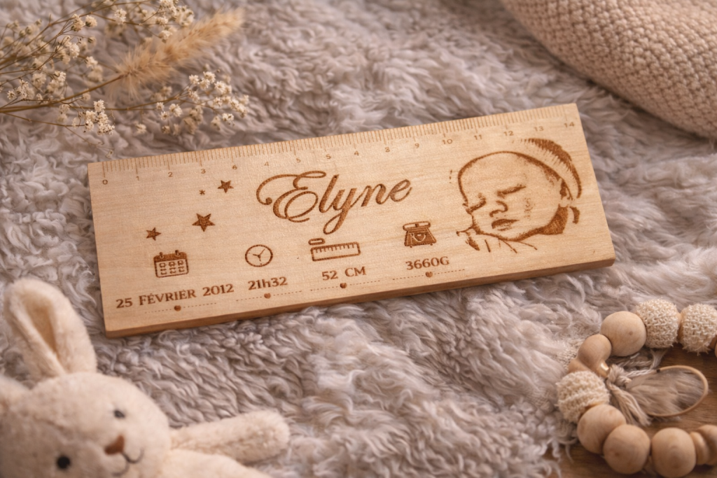 une regle comme souvenir de la naissance du bebe